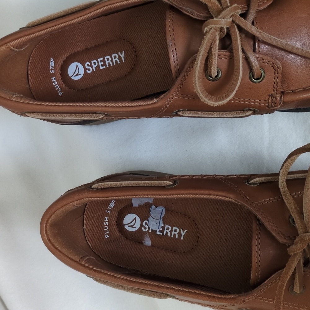 Sperry Classic Leather Boat Shoes in Cognac Brown - Picture 3 of 8
